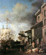 SCOTT, Samuel A Thames Wharf ef Sweden oil painting reproduction
